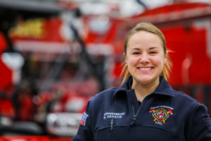 Crete Township Fire Protection District Female Fire Fighter Smiling